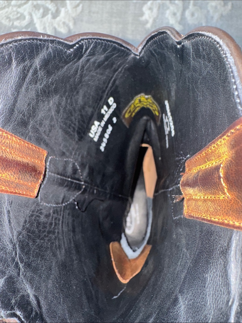 J.B. Dillon Distressed Cognac Leather Western Boots - Picture 8 of 9